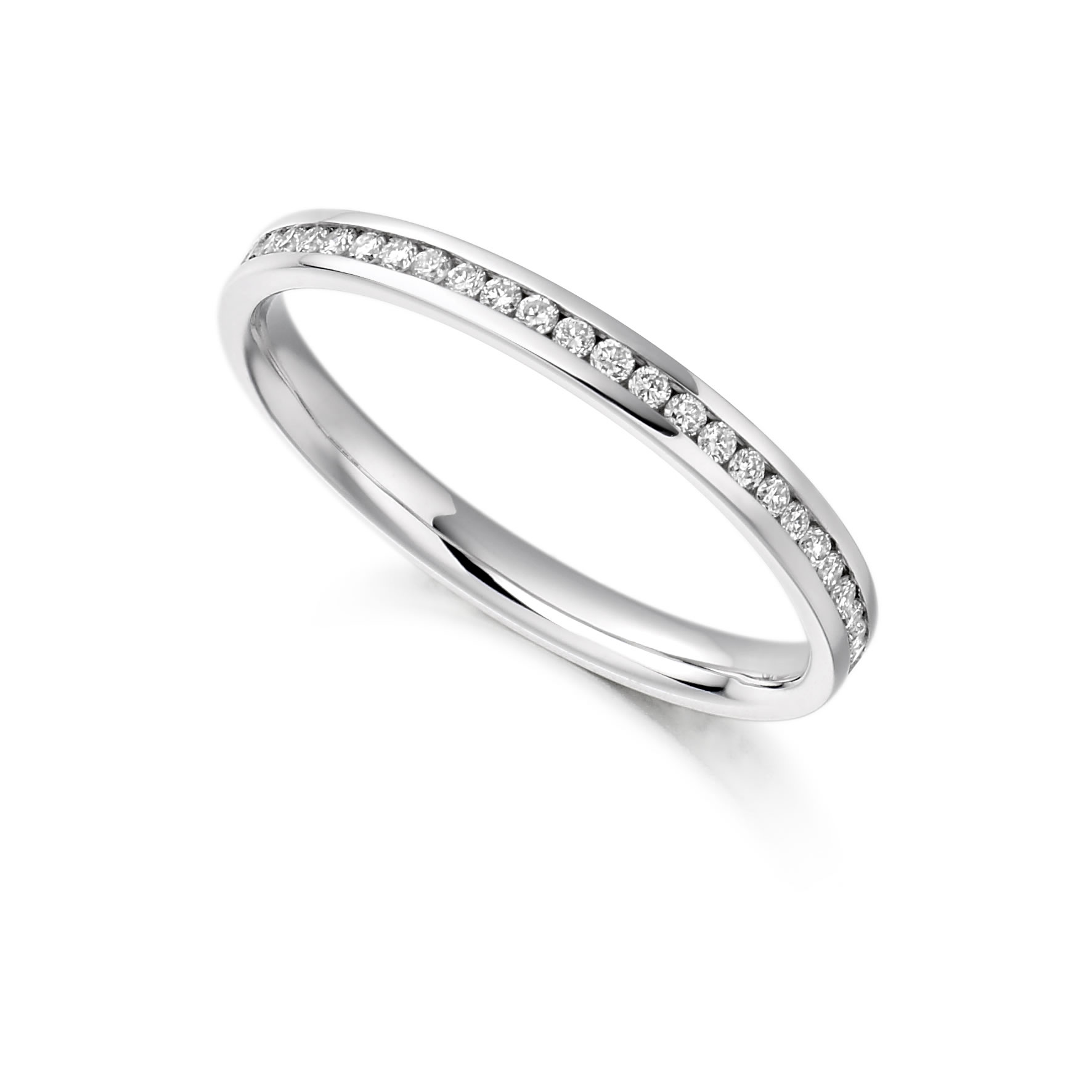 Raphael Channel Set Eternity Ring with Round Brilliant Stones, available in various metals & with differing grades of stone colour and clarity