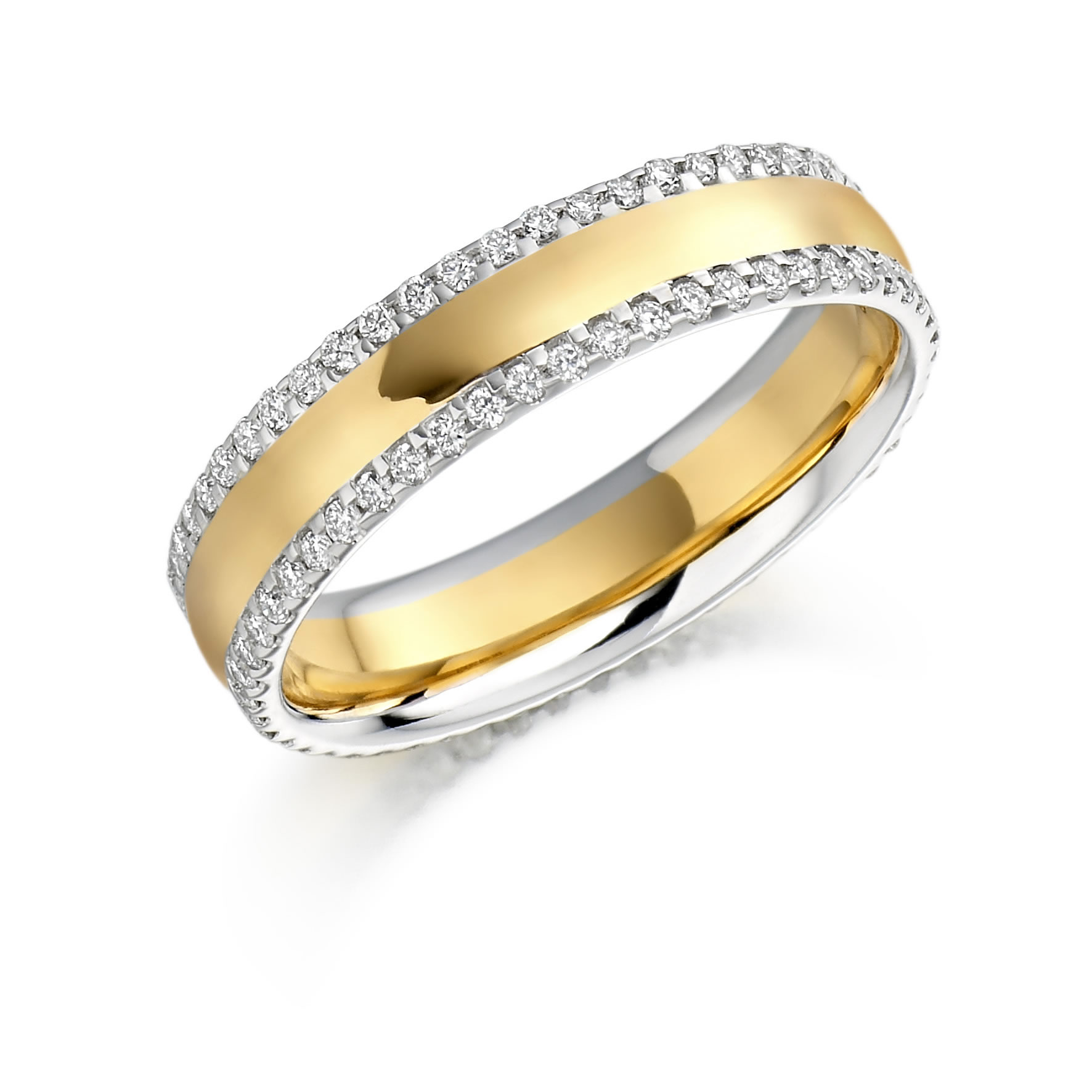 Raphael Two Tone Diamond set wedding band. Colour combinations and stone colour and clarity choices are available.