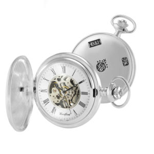 PJ109 Silver Pocket Watch open and closed