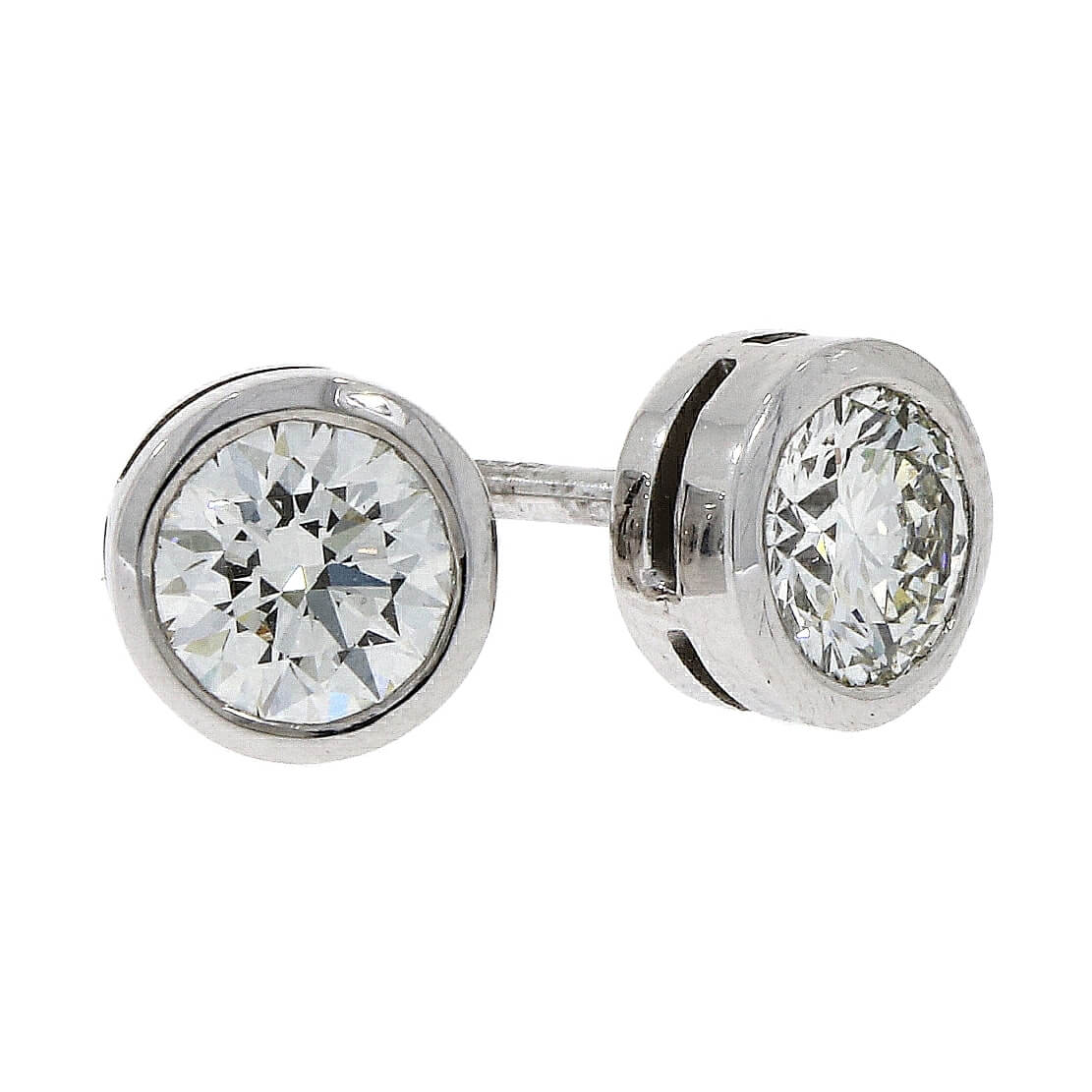 Diamond Solitaire Rubover Studs 1.0ct