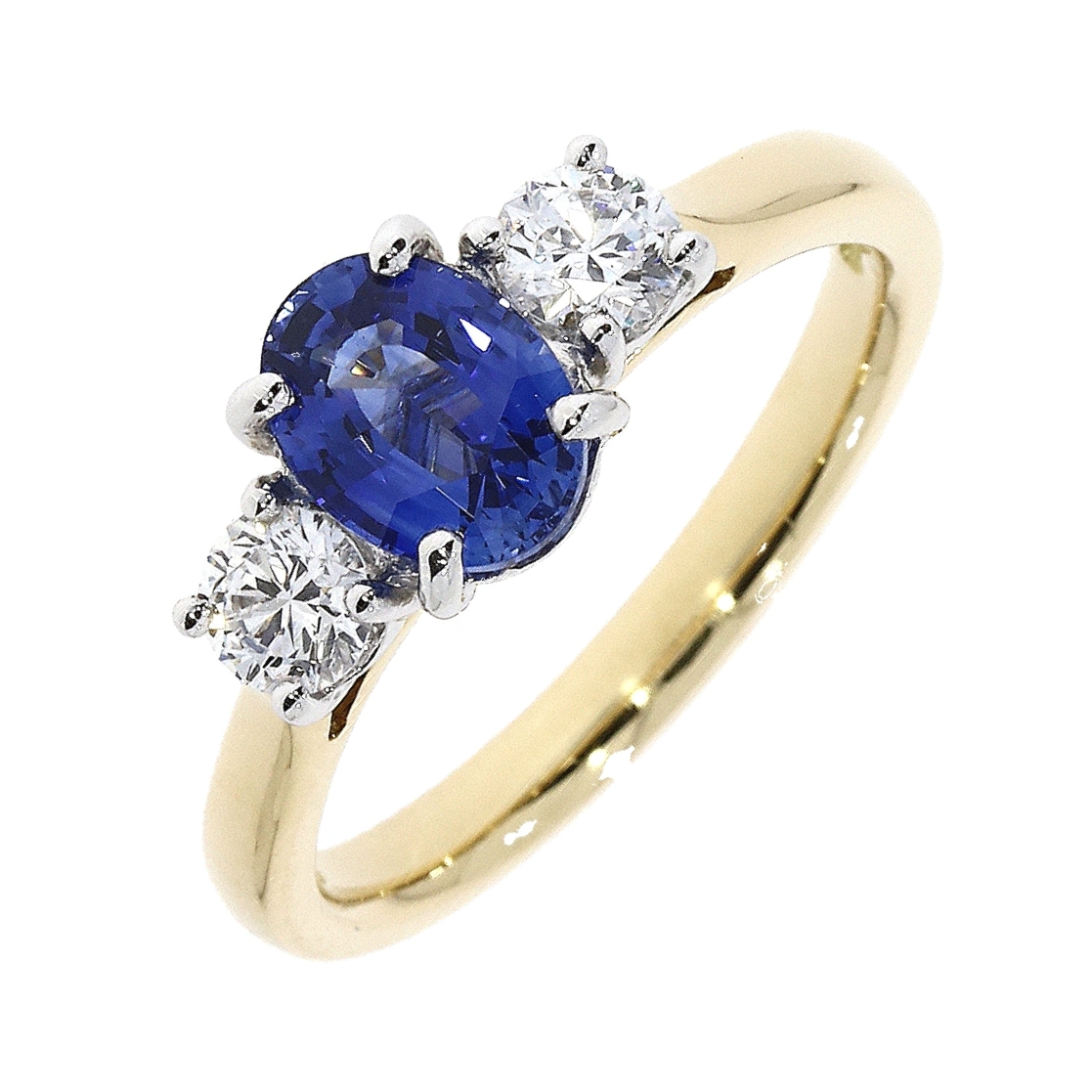 Sapphire Oval and Brilliant Cut Trinity Ring | Michael Lynes Specialist ...